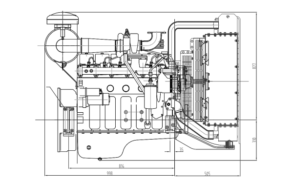 6BTA5.9-G2東風(fēng)康明斯發(fā)動(dòng)機(jī)外形尺寸側(cè)視圖.png