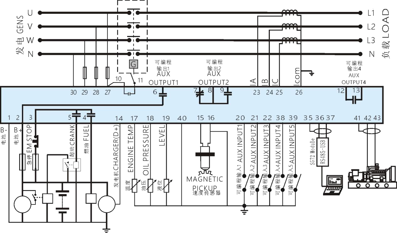 HGM6110CAN柴油發(fā)電機接線電路圖-康明斯發(fā)電機組.png