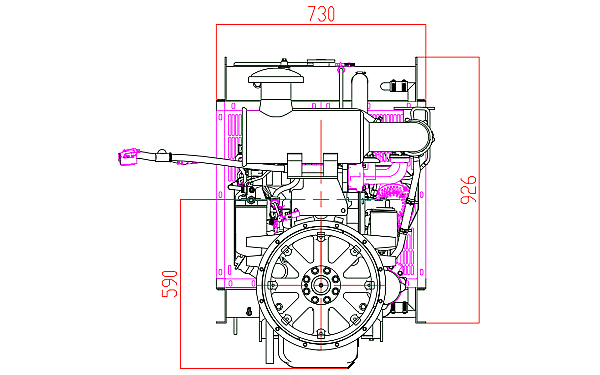 QSB3.9-G31東風康明斯發(fā)動機外形尺寸后視圖.png