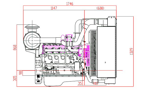 QSB6.7-G31東風康明斯發(fā)動機外形尺寸側視圖.png