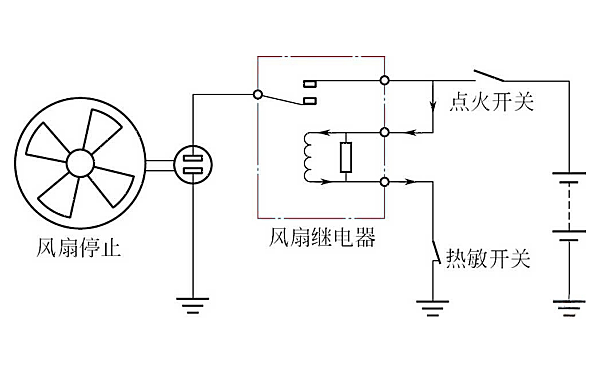 發(fā)動機(jī)散熱風(fēng)扇控制電路圖（停止）.png