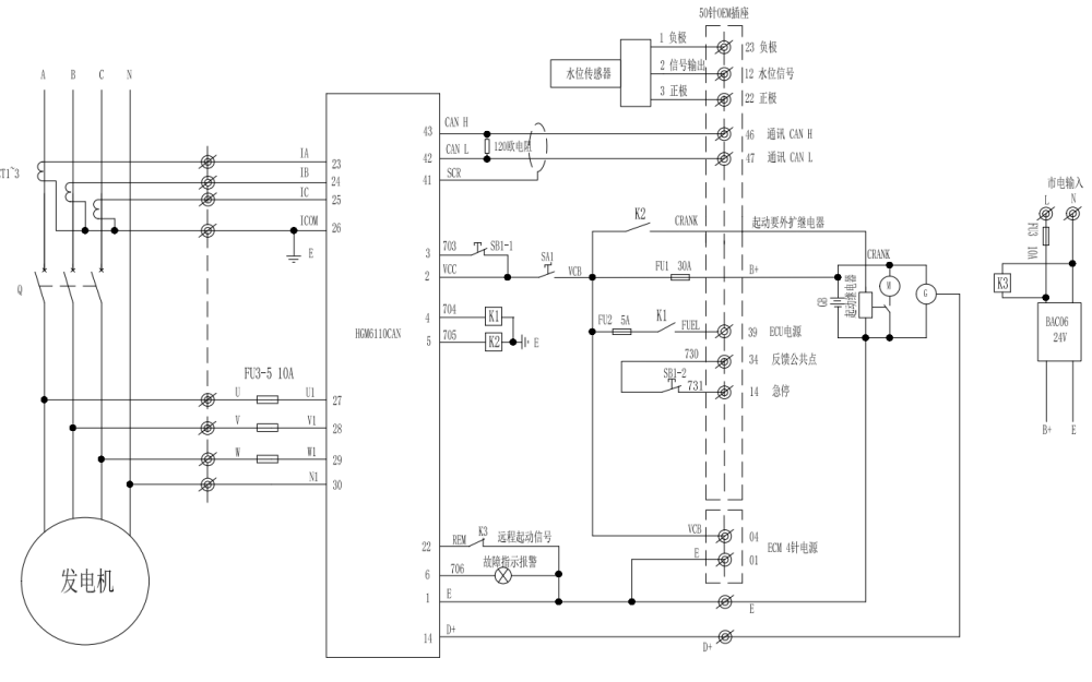 控制面板內(nèi)部接線圖-QSNT-G3電噴康明斯柴油發(fā)電機(jī)組.png