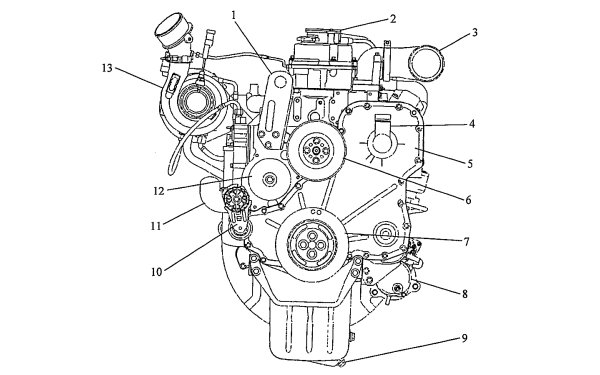 電噴型康明斯柴油機(jī)的前視圖.png