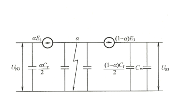 發(fā)電機單相接地時三次諧波電動勢分布的等值電路圖.png