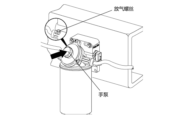 燃油濾清器空氣排除的放氣螺絲位置.png