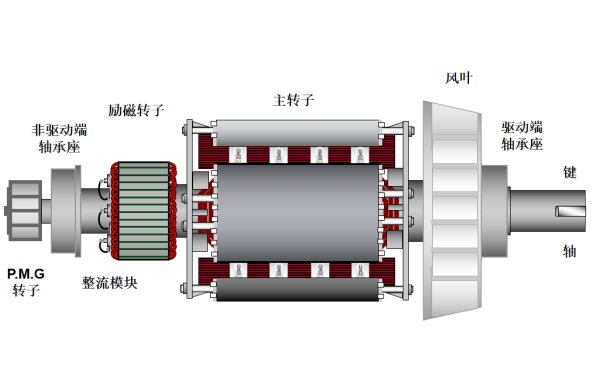 P80發(fā)電機(jī)主轉(zhuǎn)子總成結(jié)構(gòu)圖（雙軸承）.png