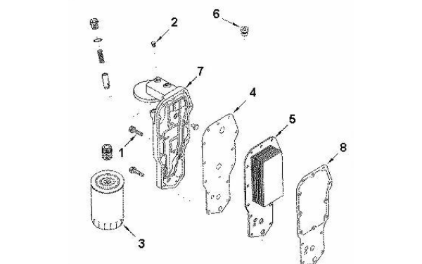 機油冷卻器-康明斯柴油發(fā)電機組零件圖.png